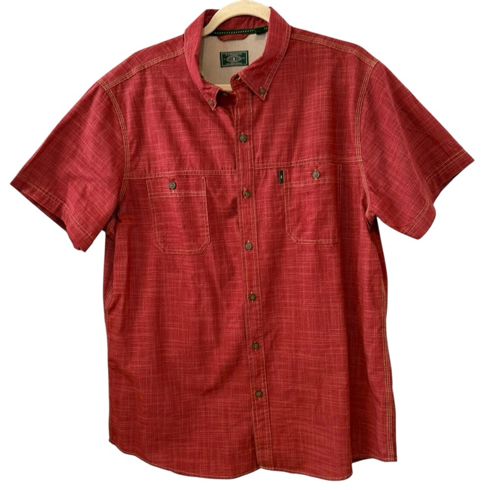 G.H. Bass & Co. XL Red Textured Short Sleeve Button-Down Workwear Shirt